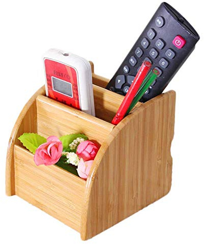 ITODA Stifthalter Bambus Stifteköcher Stifte Organizer Schreibtischzubehör mit 3 Fächern Stiftebox Schreibtisch Ordnungssystem für Büro Arbeitszimmer Zuhause Schreibtischbox Stiftablage