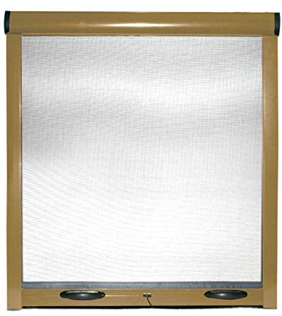 BRICOZONE Zanzariera A Rullo Avvolgibile Universale Profilo Regolabile Riducibile Telaio In Alluminio Per Finestra Porte Portafinestra Balconi Con Frizione In Kit Fai Da Te Colore Oro (120 x 160)
