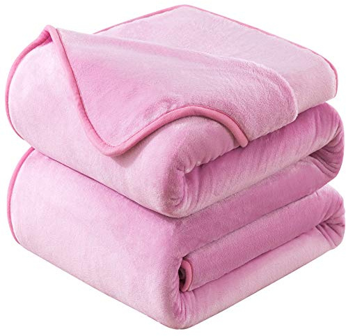 HOZY Kuscheldecke 150x200cm Rosa, Fleece Decke Sofa Decke, Warme Bettdecke Fleecedecke Couch Decken Flauschige Decke, Tagesdecke Sofaüberwurf Hundedecke Sofadecke Couchdecke flauschig