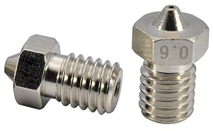 2pcs Upgrade 3D Printer Plated Wear Resistant M6 Thread Brass Nozzle 0.6mm for 1.75mm V6 Hotend Titan Aero Extruder Prusa I3 MK3 MK3S Anycubic I3 Mega 3D Printer (2x0.6mm)