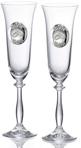 JOYERIA EL FARO | Copas grabadas para novios | Copas personalizadas para bodas | Cristal de Bohemia de alta resistencia | Estuche premium incluido | Brinda y celebra el amor