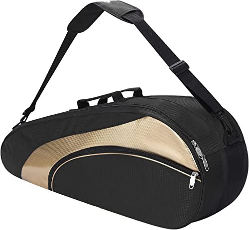 Sac de Raquette de Badminton/Tennis Grande Capacité Sac à Bandoulière pour Organiseur 3-6 Raquettes Portable Sac d'équipements de Tennis Etanche Sac de Transport avec Poche de Chaussure/ Vêtement