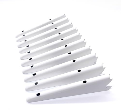 N A EAI Twin Slot Wall Mounted Shelving Bracket - Pack of 10, White, 170mm | Strong, Heavy Duty Steel Shelf Bracket | For Shed, Garage, Indoor Storage | Easy To Install Rack