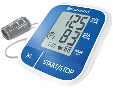 Geratherm smart Oberarm-Blutdruckmessgerät | einfache Bedienung | Besonders leise Messung: Ein Knopfdruck genügt, Speicher für 60 Werte, Manschette 22–32 cm, inkl. Aufbewahrungstasche