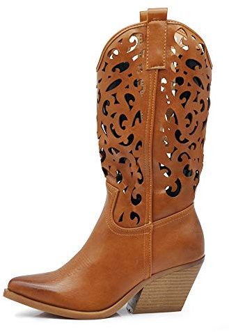 Bottes texanes pour femme, style cowboy western avec pointe, bottes de style ranch ethniques DT-16 Taille:, 40 EU