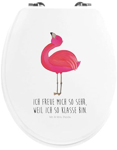 Mr. & Mrs. Panda Motiv WC Sitz Flamingo Stolz - Geschenk, Tochter, WC-Sitz, zufrieden, Klodeckel, Toilette, Freude, Klobrille, rosa, Selbstakzeptanz,