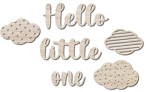 Papierdrachen Wanddekoration aus Holz - ideale Deko für das Kinderzimmer - Wooden Cutout - Vintage - Boho - Größe ca. 35 x 55 cm - Hello little one - Set 7