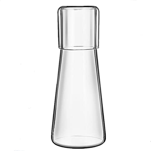 VALINK Clear Glass Carafe with Tumbler Cup - Bedside Drink Set Cold Hot Water Bottle Cup Sets Bedside Water Pitcher High Temperature Resistance Bottle