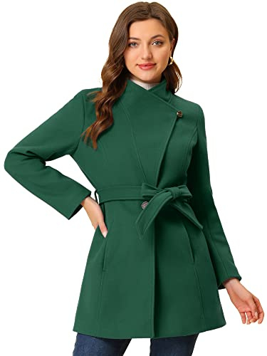 Allegra K Women's Classic Coat | Long Sleeve, Classic, Mid-thigh Trench Coats, Outwear With Pockets