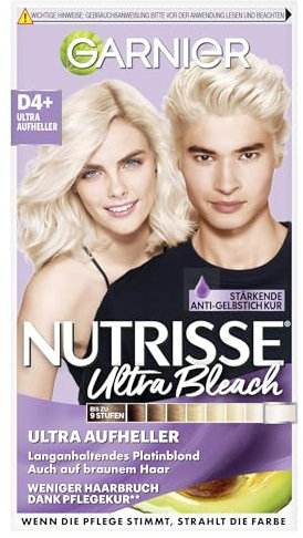 Garnier Nutrisse Aufheller für jedes Haar, Bleaching Creme für Aufhellung bis zu 9 Stufen und gegen Gelbstich, Ultra Bleach, D4+