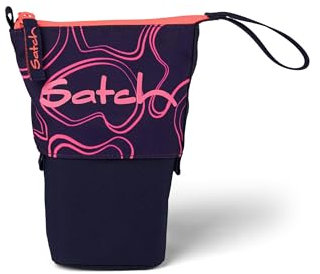 satch Pencil Slider extra groß inkl. Trennfach Reißverschlussfach Stiftehalter Geodreieck Sichtfenster für Stundenplan Pink Supreme - Pink