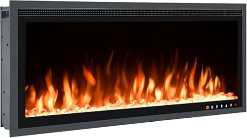 Wärme Firebox Panoramic 36-36/92cm Slim Frame Recessed Media Wall Inset Electric Fireplace with Multi Flame Colours 1400W/1600W (36)