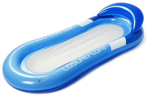 Belle Vous Blaue Aufblasbare Luftmatratze Pool mit Kopfstütze - 78 x 150 cm - Luftmatratze Wasser-Hängematte für Pool für Erwachsene - Für Sommerpool, Strand, See & Partys