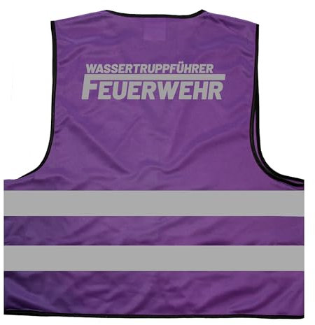 Wassertruppführer Feuerwehr Warnweste BZW. Signalweste mit reflektierendem Aufdruck - Größe S/M, Lila