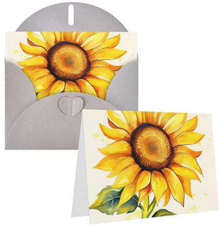 VTCTOASY Grußkarte mit Umschlägen, blanko, Grußkarten für alle Anlässe, Aquarell-, Sonnenblumen-, Blanko-Notizkarte, Jahrestagskarten, innen blanko, Hochzeitskarten für Brautpartys, Hochzeiten