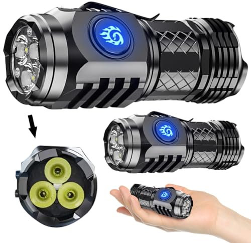 AMZLORD Tipo-C Recargable Brillo Ajustable Luz de Flash 5 Modos de Luz Linterna Impermeable Potente Linterna de Mano Luz de Bolsillo Pequeña Linterna LED para Camping Reparación de Autos for