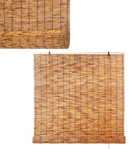 100 Breit Bambusrollo Aussenbereich Sonnenschutz Bambus Rollo Jalousine Holz Rollo 80 60 120 160 Breit Rollo für Fenster Balkon Verdunkelungsrollo Außen Innen Braun ( Size : 80cm Breit x 110cm Hoch )