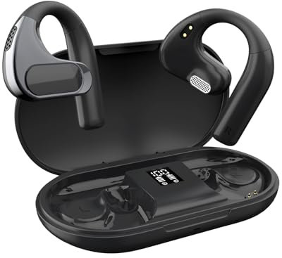 Écouteurs de sport supra-auriculaires sans fil Bluetooth avec arceau - Écouteurs à conduction osseuse - Écouteurs intra-auriculaires sans fil - Pour la course, le cyclisme, la gym - Écouteurs sans fil