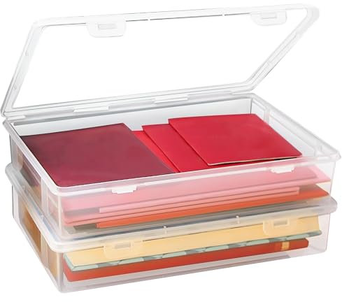 A4 Transparent Fillåda Tidningsställ 2 st Plast Rektangel Stapelbar med Snap-On Lock för Bokförvaring Papper Scrapbooking Tidskrifter 32 x 22,5 x 5 cm