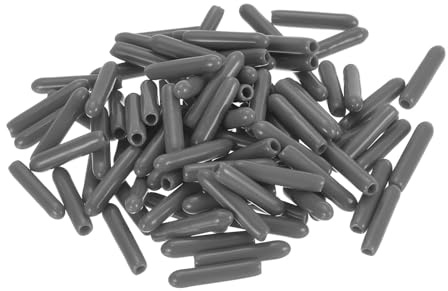 sourcing map 100pcs Rubber End Caps 2mm(1/16) ID Vinyl PVC Round Tube Bolt Cap Cover Screw Thread Protectors Dark Grey
