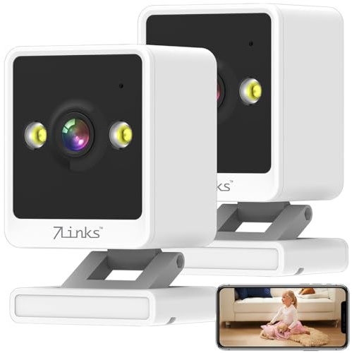 7links Mini-Kamera WiFi: 2er-Set Mini-IP-Kamera, 2K, farbige & IR-Nachtsicht, microSD-Slot (WLAN mit Bewegungsmelder, WLAN-Überwachungskamera, PC)