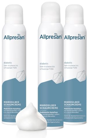 Allpresan diabetic MIKROSILBER Schaumcreme 200 ml (3er Pack) | Fußschaum mit Mikrosilber für sehr trockene bis schuppige Haut bei Diabetes mellitus