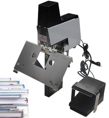 Grapadora eléctrica de sillar, máquina encuadernadora y grapadora rápida automática 106 de 2 a 30 hojas con pedal, grosor ajustable de 100 mm, 1 a 9 niveles de intensidad ajustables, para oficina, e