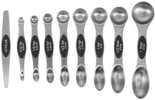 Fyeme Cuillère de mesure magnétique polyvalente en acier inoxydable sûr Cuillère à café double face facile à nettoyer (noir)
