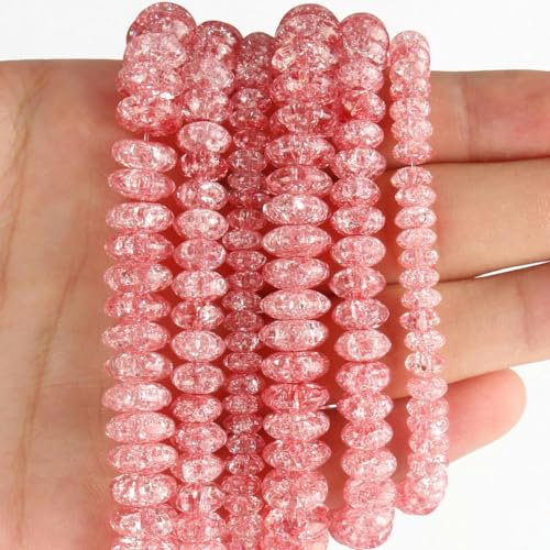 Weiße schneebedeckte Kristallperlen, 6/8/10 mm, mehrfarbig, runde, lose Quarzkristallperlen zur Schmuckherstellung, DIY-Armband, 15 Zoll, Rondelle 6–6 mm, 61 Perlen