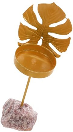 HAWILLOSCH Soporte De La Hoja De Cristal Artesanal Candelador Candelador Candelador Candelador De Piedra Tope De Té Light Desktop Candelick Stone Tea Light Stand