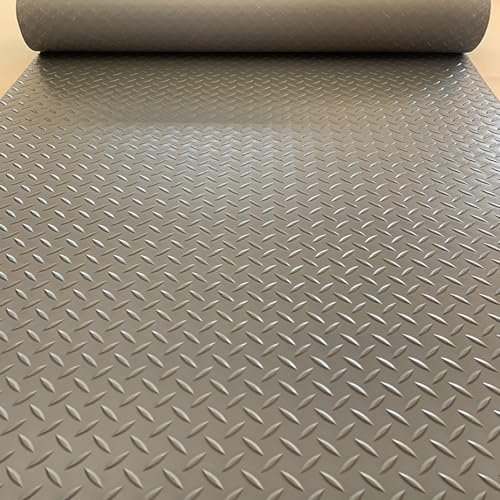Rouleau de Tapis de Sol de Garage, Rouleau de revêtement de Sol de Garage en Plaque de Diamant, Tapis de Protection de Sol de 1,5 mm d'épaisseur pour garages, entrepôts, gymnases,Gris,0.6x3m