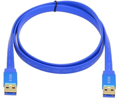 xiwai Ultra Flat High Speed Slim USB 3.0 Type-A Male to USB3.0 A Male Cable Extension Cord Blue 5Gbps for Disk SSD Camera Data 200cm