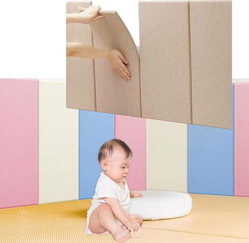 Upholstered Wall Panels 3D Anti-Collision Wall Stickers, Wall Padding for Kids Self-Adhesive Acoustic Wall Panels, Padded Wall Panels, Thicken Bedroom Wall Protective Cushion(Champ