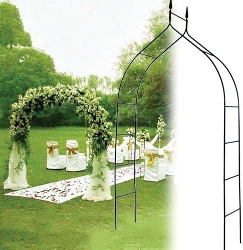 Pérgola de Jardín Arco, Soporte de Arco de jardín Curvo de Hierro, Enrejado de jardín de Metal para Plantas trepadoras, Arcos Decorativos Fiestas temáticas, Bodas, Ceremonias, 255x140x38 cm, Negro