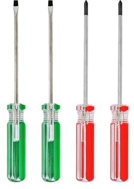 AUXBC 4Pcs 3mm Magnetic Screwdriver Set, Phillips and Slotted Head Tips with 3 inch Steel Shaft, Professional Hand Tools for Computer Electronics Home Repair