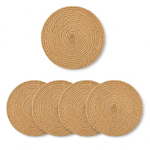 Lot de 4 sets de table en tissu naturel Pucao, sets de table de style occidental, sets de table de style japonais, coussin rond 25 cm
