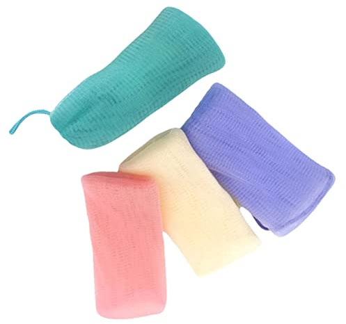 NULYLU 4 Stück-pack Netzseifenbeutel aus Pe mit Zugband zum Aufhängen Seifenbeutel für Stückseife für Dusche und Sanfte Reinigung