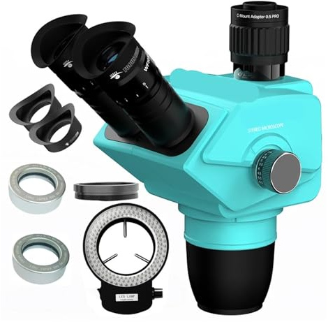 Nuevo Cabezal de microscopio trinocular con Zoom Continuo simultáneo 6,5-65X, estéreo WF10X/23 mm, Ocular for teléfono, PCB, Soldadura(RF-6565PRO 0.5 0.7)