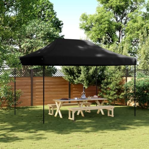 Faltbarer Schwarzer Gartenzelt 410x279x315 cm, robuster Grillpavillon & Event Shelter, Stahlgestell, Oxford-PVC