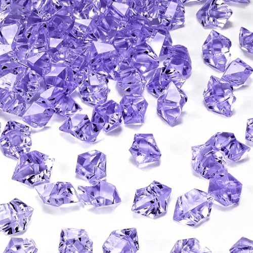 wuyukeji Falsche Crushed Ice Rocks,500G Acryl Deko Diamanten,Acryl Kristallsteine,Klar Farbige Steine für Befüllen von Dekovasen und zum Basteln(Dunkelviolett)