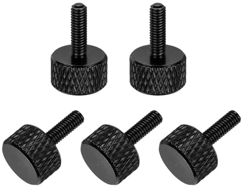 QUARKZMAN 5 Stk Aluminium Rändelschrauben M3x10mm Handschraube Schwarz | Flache Rändelschraube mit Vollgewinde, Eloxierte Handschrauben für PC-Gehäuse, Grafikkarte, Mechanische, Elektronische Geräte