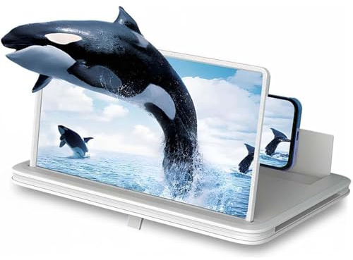 2026 3D Ultra HD Phone Screen Magnifier – Turn Your Mobile Into a Big Cinema! Foldable Screen Amplifier & Phone Projector for Smartphone/iPhone (White, 12in)
