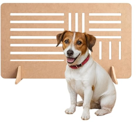 SEE-THROUGH Stopper Barrier – Freestanding Dog Stopper for Stairs | Dog Barrier Gate | Portable Wooden Pet Stopper | Puppy Gate for Stairs Indoor | No Drilling Required (60cm (H) x 80cm (W))