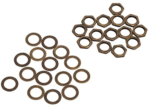 Sorandy Metall-M9-Innengewinde-Mutter-Unterlegscheiben-Set, Glatte Oberfläche für E-Gitarren-Bass-Klinkenbuchsen-Verbindung, 14 Muttern und 14 Unterlegscheiben (Bronze)