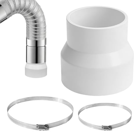 Round Ducting Reducer, 150mm to 100mm Reducer mit Stainless Steel Pipe Clamp, 6 to 4 inch Duct Pipe Reduction Coupler for Extractor Fans, Cooker Hood Tumble Dryer Ventilation