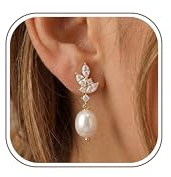 CASSIECA Clip On Earrings for Women Gold Pearl Earrings Women Clip On