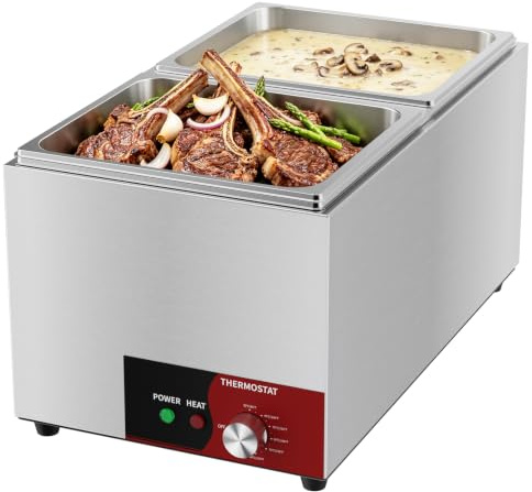 TAIMIKO Bain Marie Électrique Professionnel 2 Bacs Chauffe-Plat 1000W