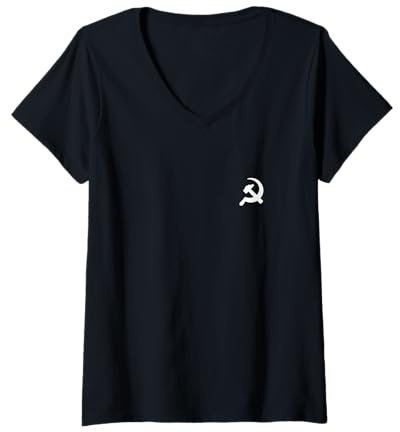 Femme Marteau Faucille Minimaliste Graphique Communisme Socialisme T-Shirt avec Col en V