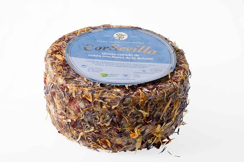 Corsevilla - Queso Curado Cabra - Flores de la Dehesa - Perfecto para Maridar con - Vino Tinto - Frutos Secos - Picos - Pan - Tradicional - suave - Sabor a Flores de la Dehesa - (700 g aprox.)