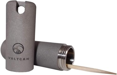 Valtcan Titanium Toothpick Holder & EDC Capsule Airtight Waterproof O-Ring Seal, Holds Toothpicks Matches Cash, 26g Keychain Canister, Grade 1 Ti, Dishwasher Safe, Gift Ready